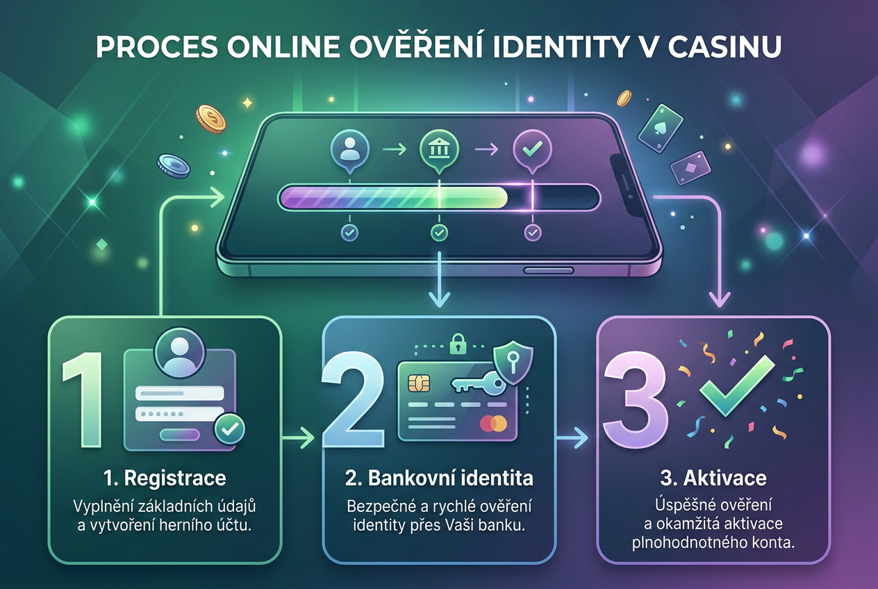 Infografika procesu ověření identity pomocí BankID v českém jazyce